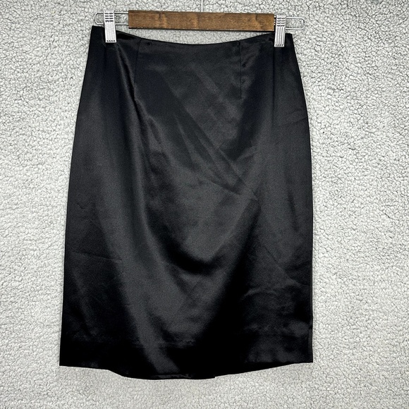 Dana Buchman Skirt Women 2P‎ Silk Black Midi Career Office Quiet Luxury Classic - Picture 1 of 6
